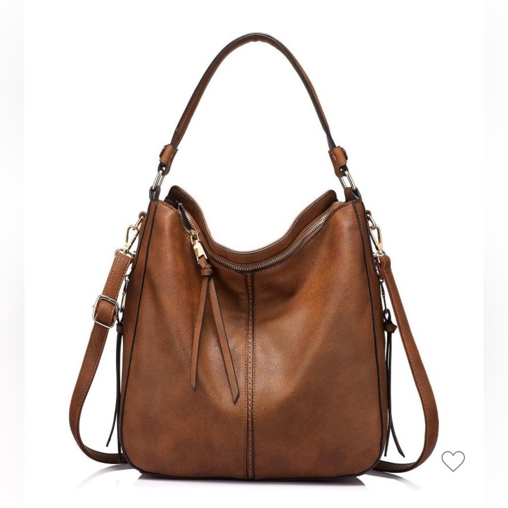 Brand New Realer Hobo Large Brown Faux Leather Bag